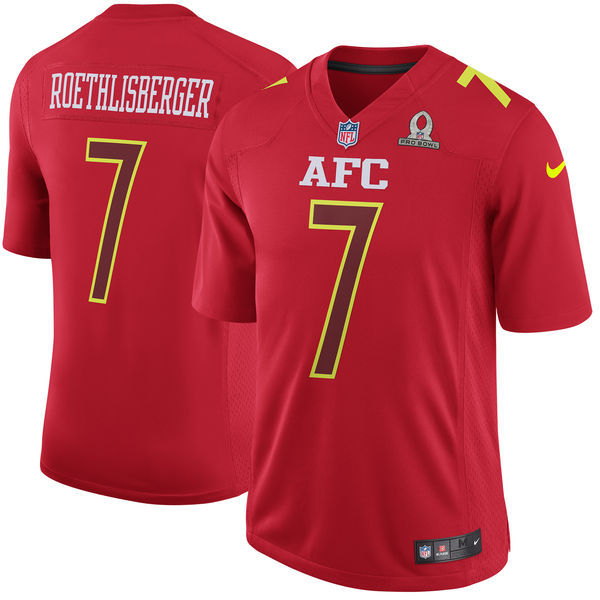 Men AFC Pittsburgh Steelers #7 Ben Roethlisberger Nike Red 2017 Pro Bowl Game Jersey->new england patriots->NFL Jersey